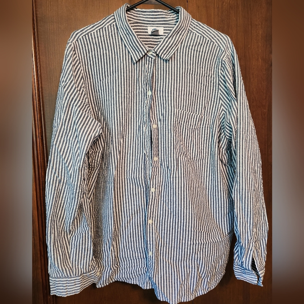 Classic Grey and White Striped Women's Shirt